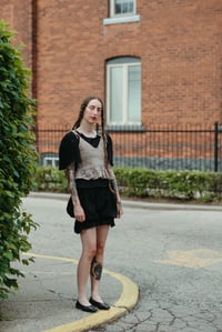 Image 7 of Almonte eyelet Ruffle Top w/ ties (limited Merino shown in Whole Grain)