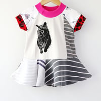 Image 2 of cat named cat silkscreen 12m short sleeve tee courtneycourtney gray stripes twirly dress