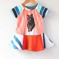 Image 3 of orange teal cat named cat silkscreen 12m short sleeve tee courtneycourtney tiedye