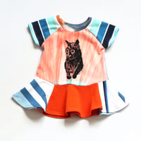 Image 1 of orange teal cat named cat silkscreen 12m short sleeve tee courtneycourtney tiedye