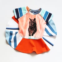 Image 2 of orange teal cat named cat silkscreen 12m short sleeve tee courtneycourtney tiedye