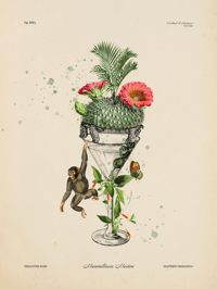 Image 2 of Cactus Turtle Martini - Vintage Surrealist Art Print