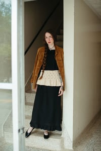 Image 7 of Nepean Ruffle Apron Skirt & Collar w/ self-ties (limited Merino wool shown in Ivory)