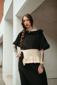 Image 8 of Nepean Ruffle Apron Skirt & Collar w/ self-ties (limited Merino wool shown in Ivory)