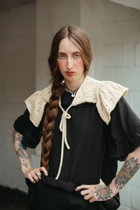Image 3 of Nepean Ruffle Apron Skirt & Collar w/ self-ties (limited Merino wool shown in Ivory)