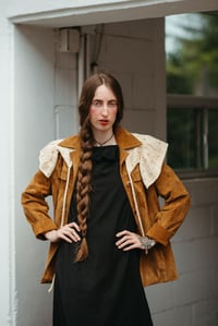 Image 12 of Nepean Ruffle Apron Skirt & Collar w/ self-ties (limited Merino wool shown in Ivory)