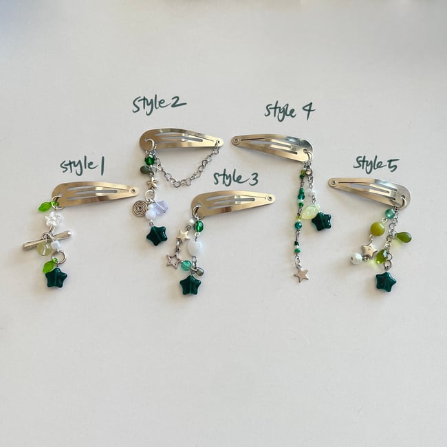 emerald star hair clips