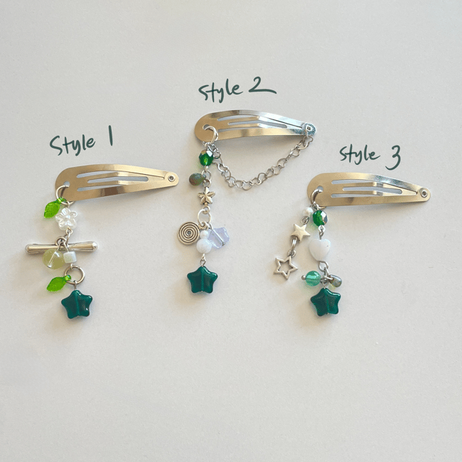 emerald star hair clips