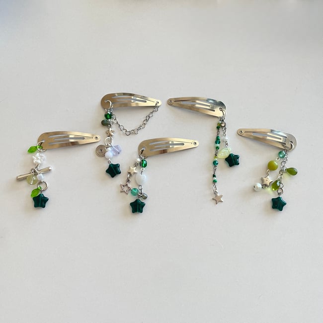 emerald star hair clips