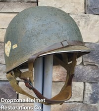 Image 8 of WWII M2 101st Airborne 502nd Helmet D-bale Front Seam Inland "Type" Paratrooper. 1st Aid kit. 