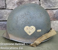 Image 2 of WWII M2 101st Airborne 502nd Helmet D-bale Front Seam Inland "Type" Paratrooper. 1st Aid kit. 