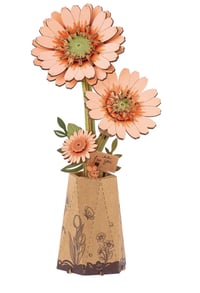 Image 1 of Rowood 3D DIY Kit -Wooden Flower Orange Gerbera Daisy