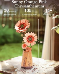 Image 3 of Rowood 3D DIY Kit -Wooden Flower Orange Gerbera Daisy
