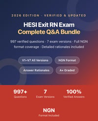 Image 1 of 🩺 2026 HESI Exit Exam RN — Questions & Answers (V1–V7 | NGN Format) BUNDLE