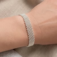 Image 4 of Bracelet manchette argent tissé Echo L