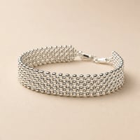 Image 1 of Bracelet manchette argent tissé Echo L