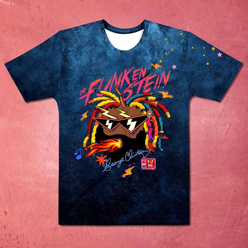 Image of Funkenstein Fire Tribute T-shirt - Blue