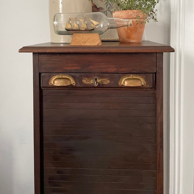 Antique Tambour Chest : Brass Handles