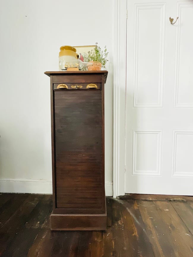 Antique Tambour Chest : Brass Handles