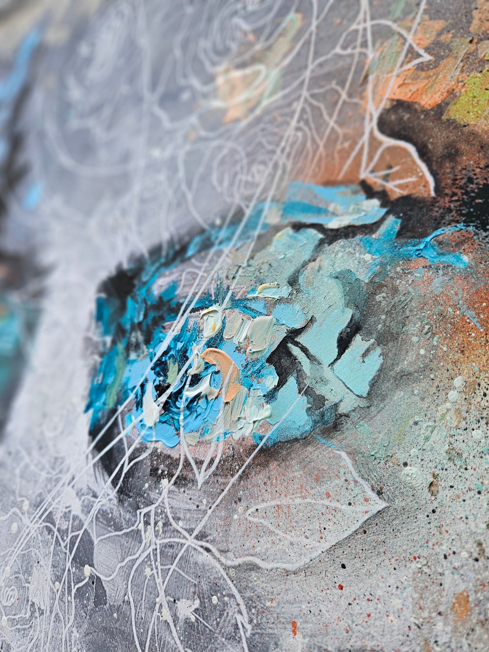 "Veil of Roses" 1/1 UNIQUE - Mixed Media on paper - FREE WORLDWIDE SHIP...