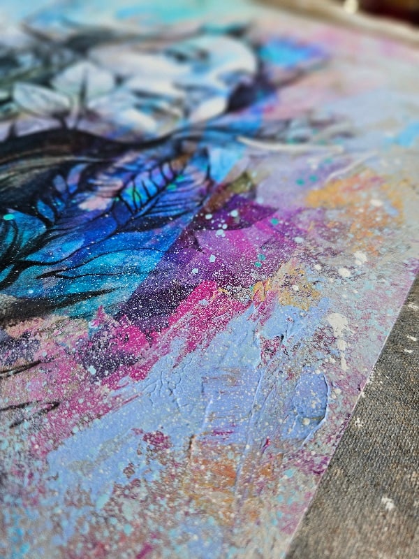 "Top of the Mountain" Blue 1/1 UNIQUE - Mixed Media on paper - FREE WORLDWIDE SHIPPIN...