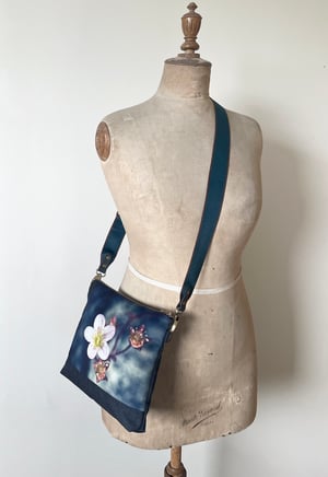 Image of Saxifrage, large velvet shoulder bag with crossbody strap 