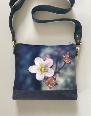 Image of Saxifrage, large velvet shoulder bag with crossbody strap 