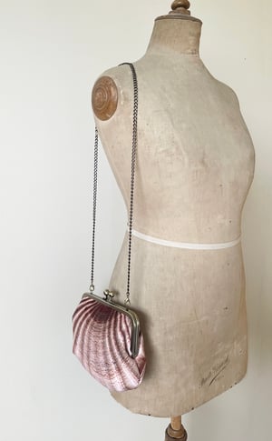 Image of Seashell, velvet clutch/shoulder bag with optional strap