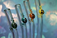 Image 9 of Set of 4 Glass Straws with Designs