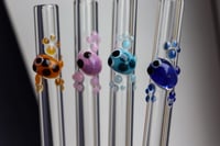 Image 3 of Set of 4 Glass Straws with Designs