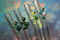 Image 2 of Set of 4 Glass Straws with Designs