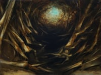 untitled, original oil painting on wood panel. (trees)