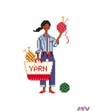 Image 1 of Knitting Girl Needlepoint Canvas