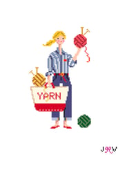Image 2 of Knitting Girl Needlepoint Canvas
