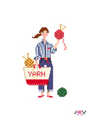 Image 3 of Knitting Girl Needlepoint Canvas