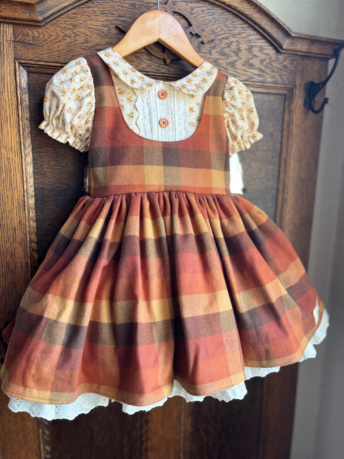 Image of Brown Check Jumper Dress
