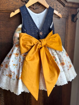 Image of Navy and Yellow Floral Fall Dress size 4