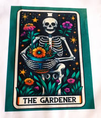 Image 2 of Handmade The Gardener Tarot Card Canvas Tote Bag, Reusable, draw, flower, shopping