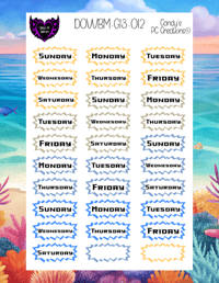 Image 13 of Day of the Week and Number Burst Planner Sticker O Font