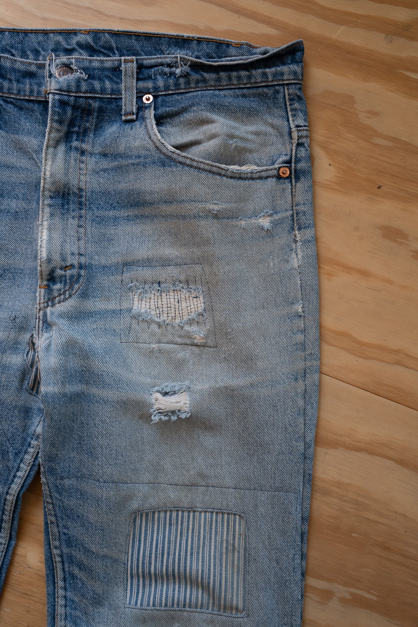 Image of Vintage Levi's 517 Repaired & Patched Jeans