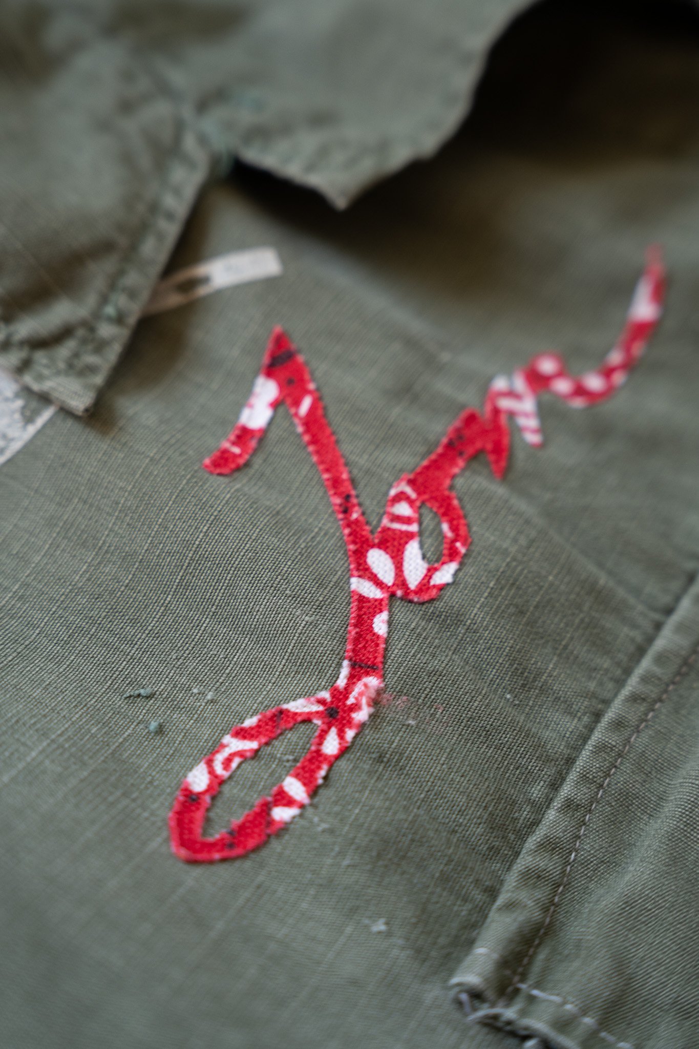 Image of Vintage Military Ripstop Utility Shirt with Bandana Appliqué