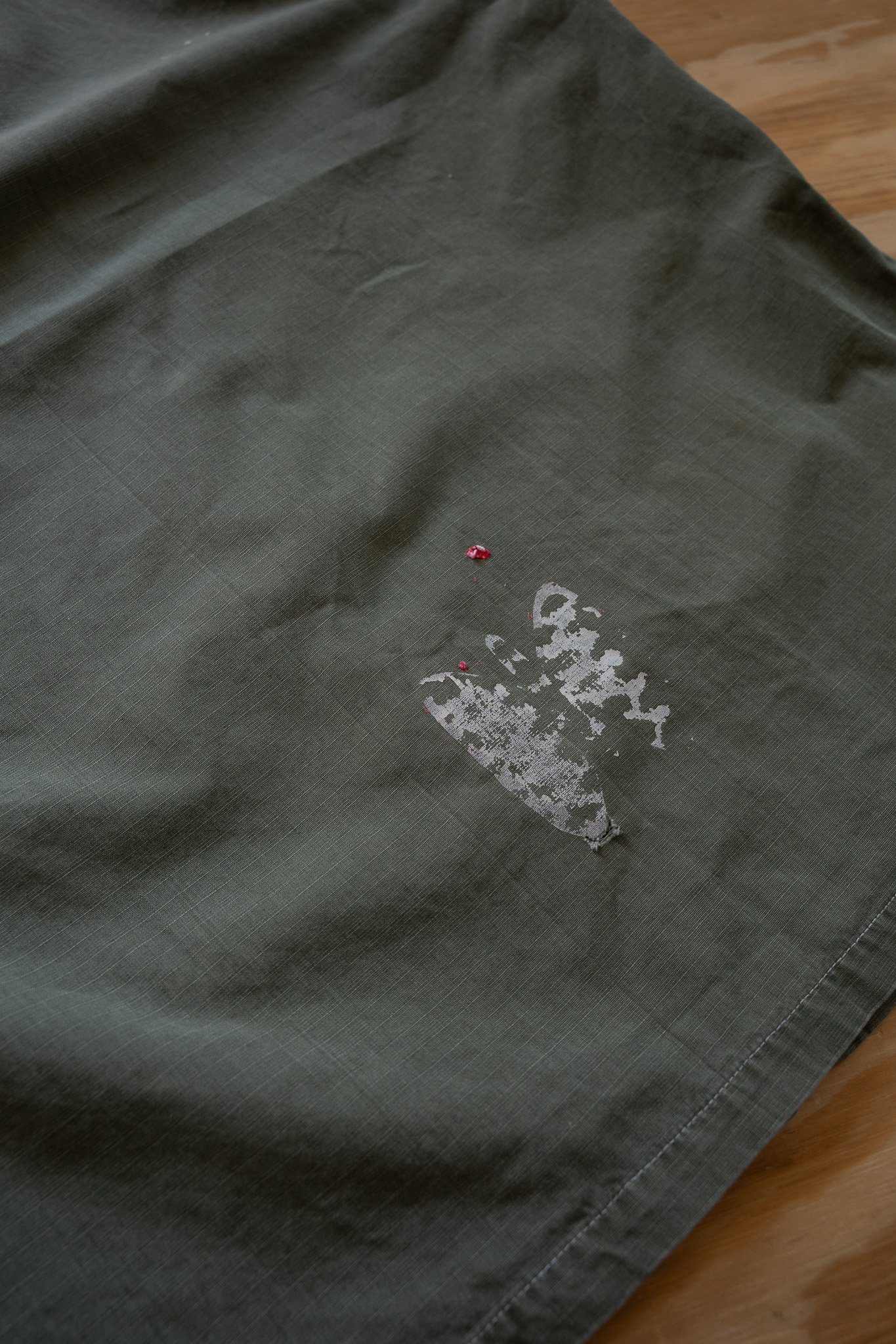 Image of Vintage Military Ripstop Utility Shirt with Bandana Appliqué