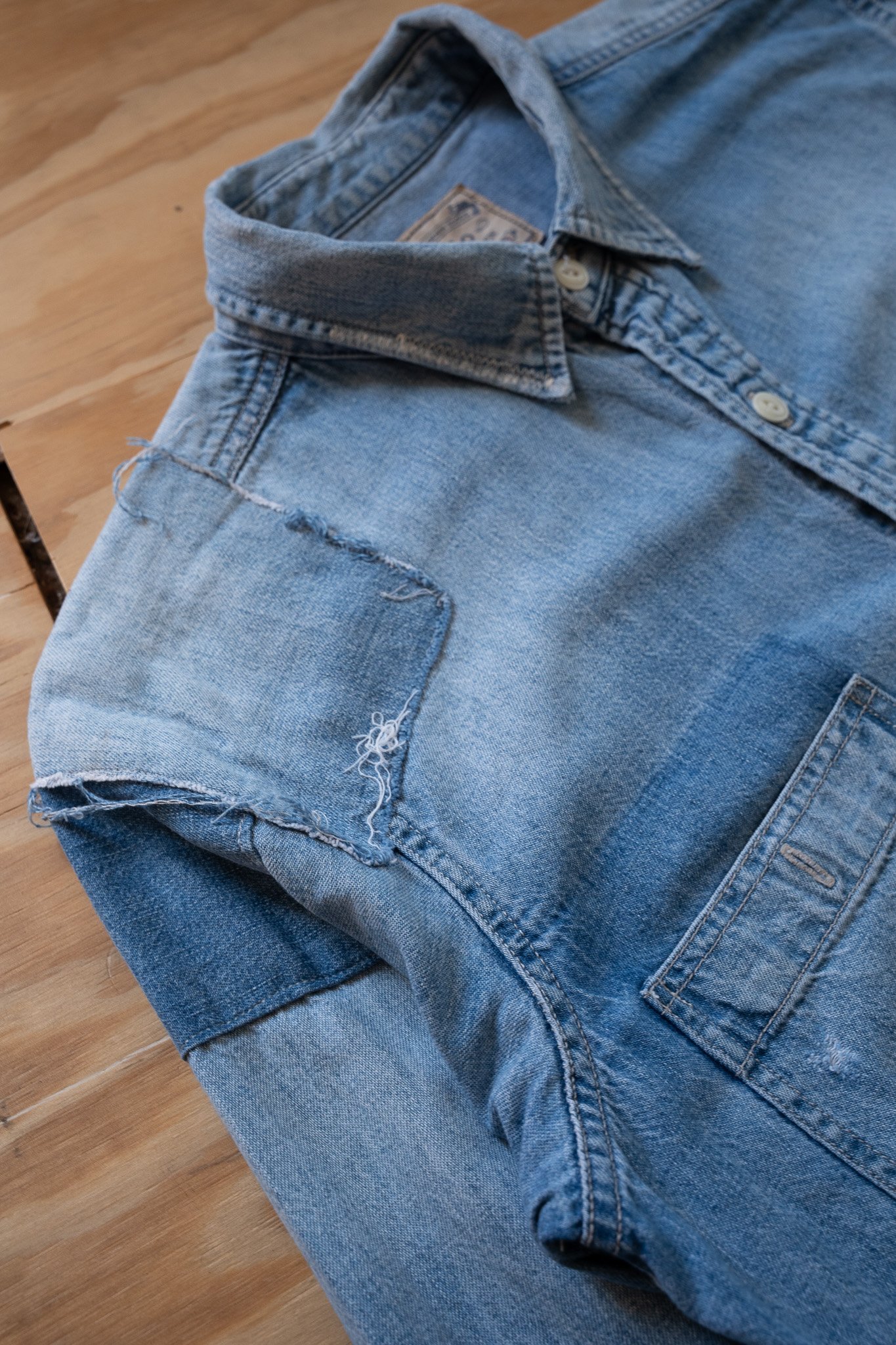 Image of Repaired Polo Ralph Lauren Chambray Work Shirt