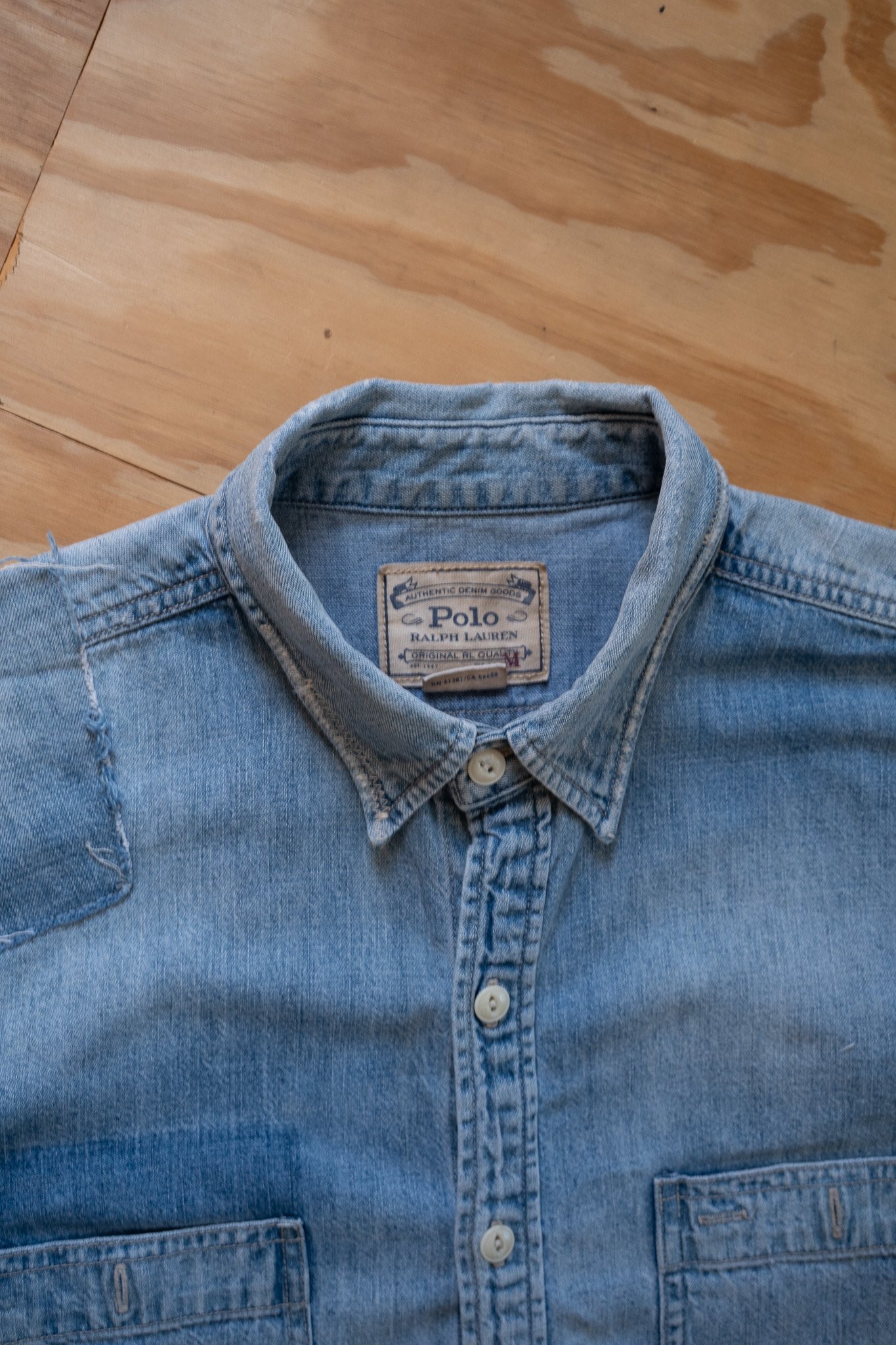 Image of Repaired Polo Ralph Lauren Chambray Work Shirt