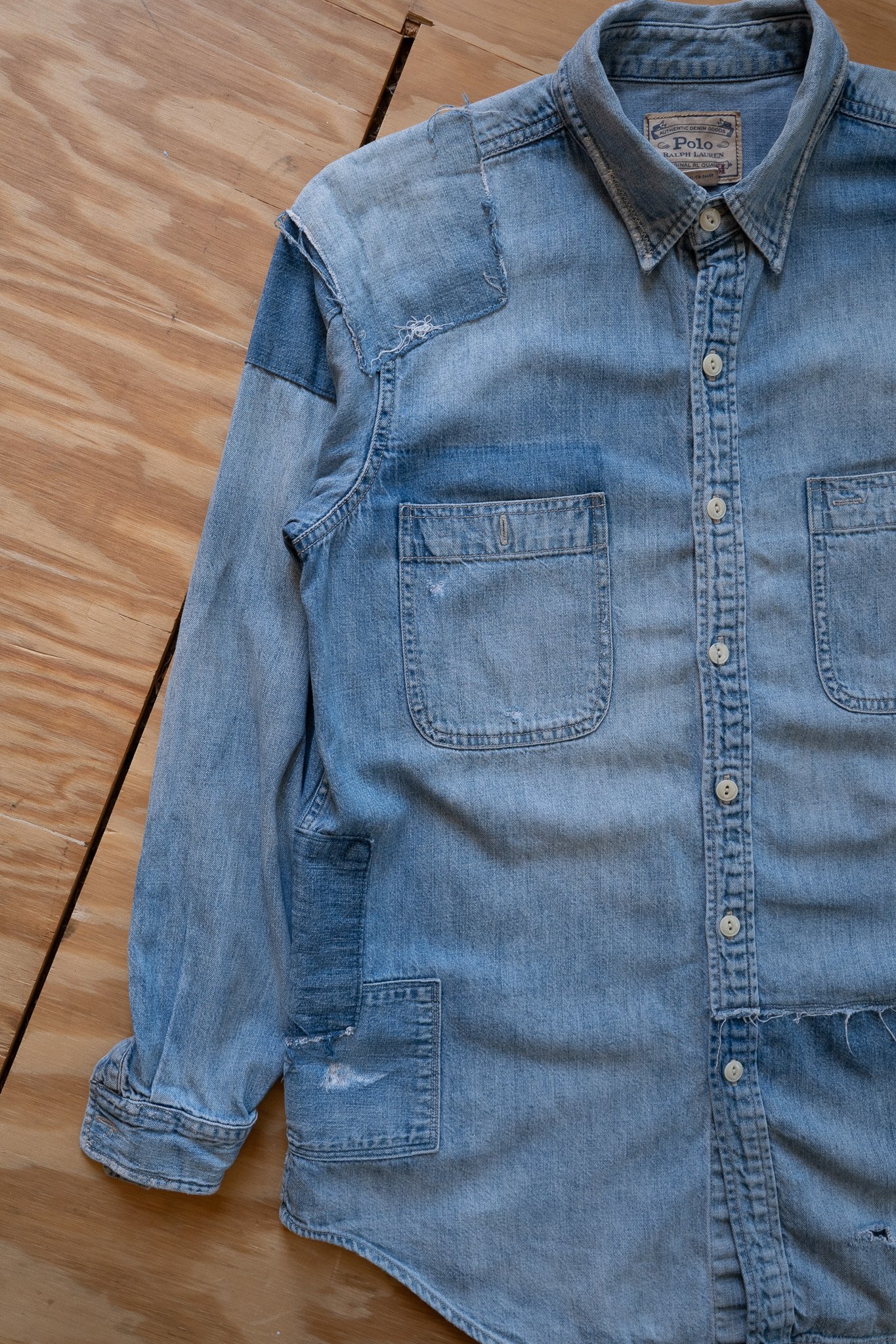 Image of Repaired Polo Ralph Lauren Chambray Work Shirt
