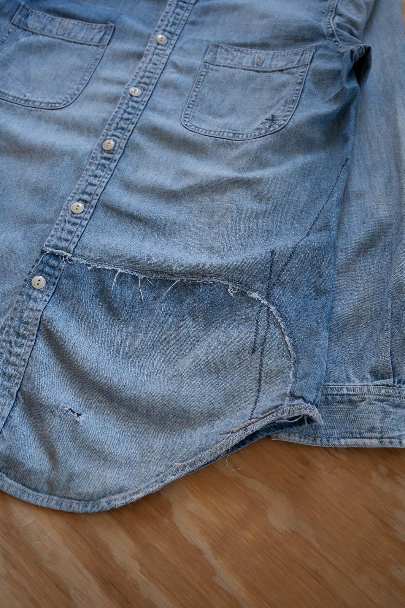 Image of Repaired Polo Ralph Lauren Chambray Work Shirt