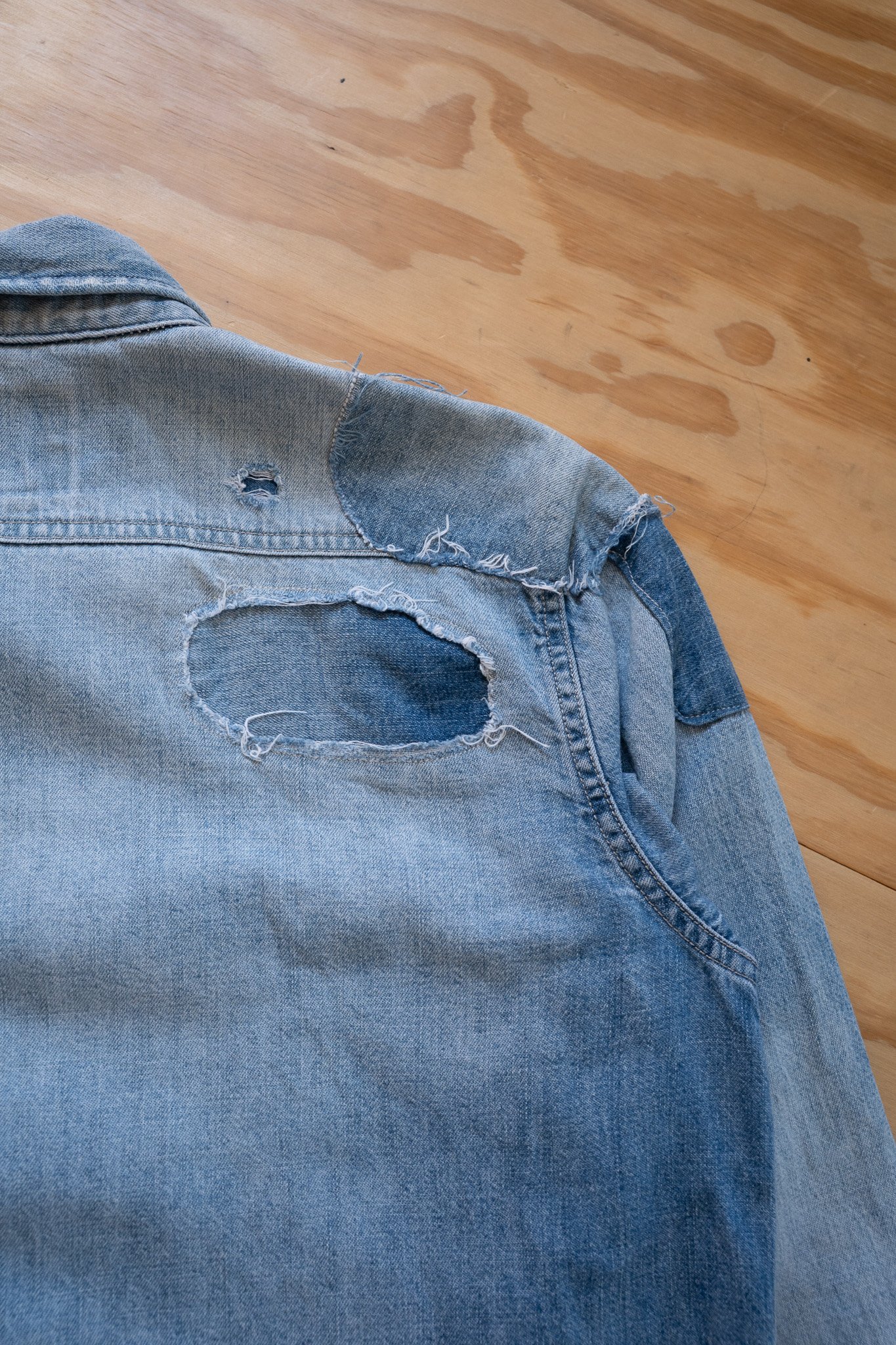 Image of Repaired Polo Ralph Lauren Chambray Work Shirt