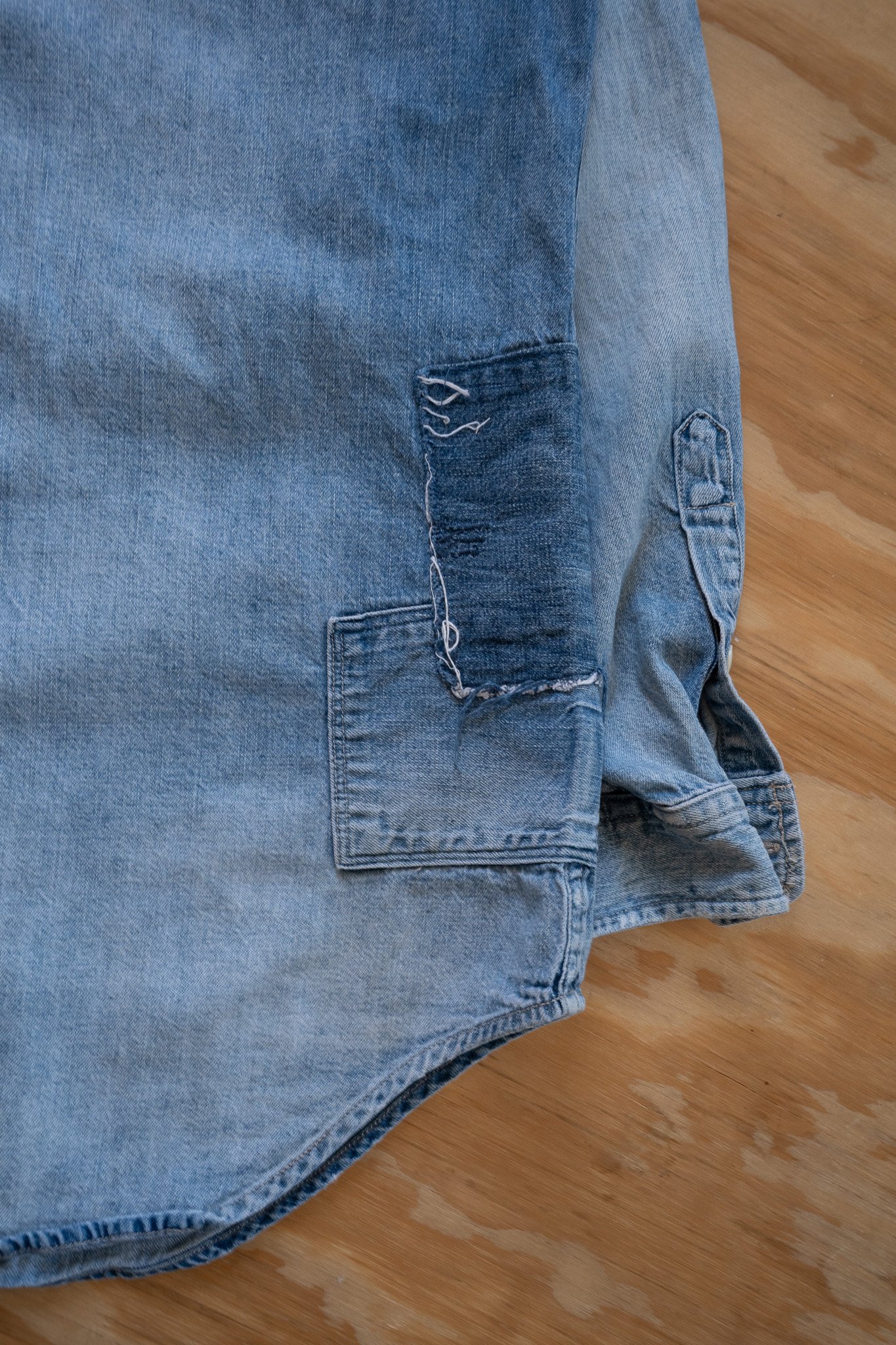 Image of Repaired Polo Ralph Lauren Chambray Work Shirt