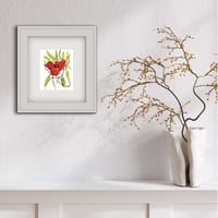 Image 2 of Cardinal bird on the river,  original fine art watercolor