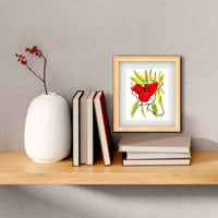 Image 4 of Cardinal bird on the river,  original fine art watercolor